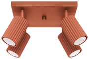 Plafon czteropunktowy KARBON 4 ochra czerwona kwadratowy SOLLUX LIGHTING