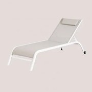 Leżak Z Regulowanym Oparciem Z Poduszką Therys Piaskowy Szary - Sklum