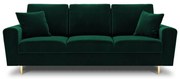 Zielona aksamitna rozkładana sofa ze schowkiem 235 cm Kyoto – Cosmopolitan Design