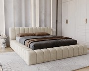 Emporius Como łóżko z pojemnikiem do sypialni - łózko tapicerowane 160x200, nowoczesny styl - duże łózko, gruba pianka - tkanina velvet, beżowy (Whisper 2)