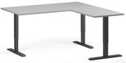 Narożne biurko z regulacją wysokości, 160x160 cm, 3 silniki, L/P, czarna podstawa, szary
