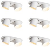 Set van 6 inbouwspots wit GU10 70mm kantelbaar 2-lichts - Installa Nowoczesny Oswietlenie wewnetrzne