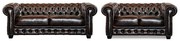 Komplet wypoczynkowy typu chesterfield 3+2 BRENTON 100% skóry bawolej - Kolor: brązowy z kasztanowymi refleksami