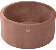 Okrągły Suchy Basen Dla Dziecka, 90x40cm, Welurowy, Beżowy, Bez Piłek - Meowbaby®