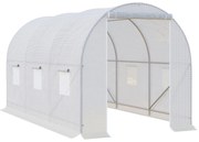 Outsunny foliowa szklarnia ogrodowa 35x2x2m z 6 oknami wentylacyjnymi biała trwała i przestronna | Aosom PL