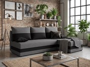 Rozkładany dwustronny narożnik L VALERIO SLIM 200x140 cm, ciemnoszary/antracytowy + 2 poduszki GRATIS