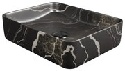 Umywalka ceramiczna nablatowa marmurowa prostokątna czarna 50 x 39 cm MARBE BLACK