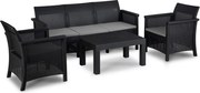 Zestaw mebli ogrodowych Selvo 096 - sofa 3-osobowa, 2 fotele i stolik kawowy, czarny/szary