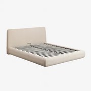 Składane Łóżko Kanapkowe Z Owczej Skóry Norena Chenille Kremowy Beż & 150 X 190 Cm - Sklum