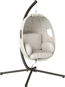 Outsunny Wiszący Fotel z Ramą, Składany Kosz z Grubymi Poduszkami, Regulowana Wysokość, Pas Bezpieczeństwa, do 120 kg | Aosom PL