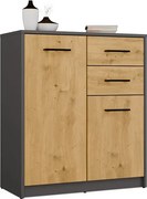 Nowoczesna komoda dąb artisan+antracyt R1-R72