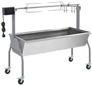Srebrny ogrodowy grill z rożnem do pieczenia C5-C60