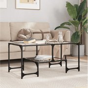 Nowoczesny Stolik Kawowy z Przezroczystym Szkłem 98,5x50x45cm Stal