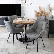 Stół Okrągły LINO 100 cm Orzech/Czarny Nowoczesny Loft