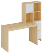 Biurko z 3 szafkami i 3 wnękami - Naturalny i biały - ALIOBINI