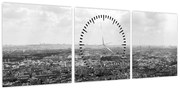 Obraz - Dachy domów w Paryżu (z zegarem) (90x30 cm)