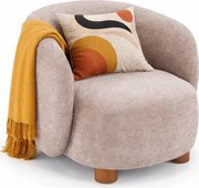 Beżowy drewniany fotel wypoczynkowy do salonu F6-T59