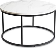 Stolik Kawowy CONNY MAX 80 cm Biały Marmur/Czarny Nowoczesny Glamour