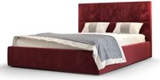 Czerwone łóżko welurowe z zagłówkiem 5 rozmiarów H1-P21