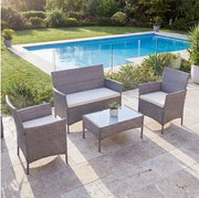 Zestaw ogrodowy Hamar (4 elementy),  szary, poduszki kremowe