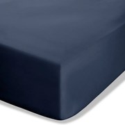 Ciemnoniebieskie prześcieradło z perkalu z gumką 135x190 cm Easy Iron Percale – Catherine Lansfield