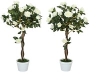 Outsunny Sztuczny krzew, Sztuczna roślina w doniczce cementowej, sztuczna roślina