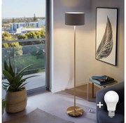 LED Lampa stojąca TUNJA 1xE27/20W/230V śr. 30 cm złota/brązowa