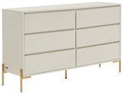 Komoda z 6 szufladami - MDF i metal - Beżowy i złoty - KORASA marki Pascal Morabito