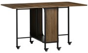 HOMCOM Mobilny Składany Stół, 2 Rozkładane Powierzchnie, 130 cm x 80 cm x 74 cm, Brązowy