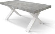 Stół drewniany cementowo-szary, białe nogi, wym.160x90-240x90cm - AMALFI