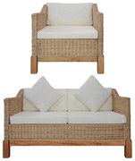 2-częściowy zestaw wypoczynkowy, sofa i fotel, naturalny rattan D1-Z04