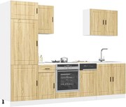 Zestaw 7 mebli kuchennych Porto w dębie Sonoma, zoptymalizowane przechowywanie, regulowane nóżki, gładkie i odporne na wilgoć wykończenie