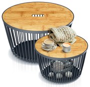 Zestaw 2 stolików z miejscem do przechowywania Clubo owalny PROSPERPLAST