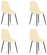 Zestaw 4 kremowych krzeseł OSAKA z czarnymi nogami