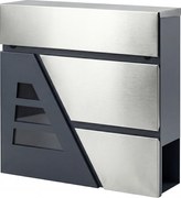 HOMCOM Skrzynka na listy do montażu na ścianie, odporna na warunki atmosferyczne, z uchwytem na gazety i 2 kluczami, ciemnoszara | Aosom PL