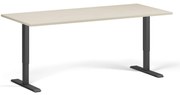 Biurko z regulacją wysokości, 180x80 cm, 1 silnik, czarna podstawa, brzoza