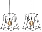 Zestaw 2 lamp wiszących w stylu Retro czarnych 50 cm - Granny Frame Retro Oswietlenie wewnetrzne