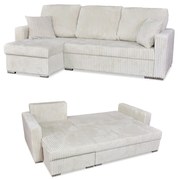 Narożnik Rene rozkładany z funkcją spania Family Meble sztruks beżowy - DOSTĘPNY OD RĘKI