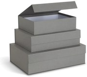 Szare kartonowe pojemniki dekoracyjne z pokrywką zestaw 3 szt. 42,5x29,5x13 cm Kian Paper Laminate – Bigso
