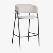 Wysoki Taboret Tapicerowany Nalon ↑75 Cm & Czarny & Tkaniny Distressed White - Sklum