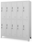 Szafka BHP ubraniowa 10-drzwiowa szara: BARTEK, 1360 x 1720 x 450 mm