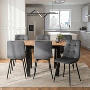 Zestaw Stół Kwadratowy Rozkładany MAX 80-160 cm Dąb Craft/Czarny i 6 Krzeseł PERU Szarych Welurowych