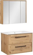 Zestaw Łazienkowy 80cm Vivien Dąb Wotan Szafka z Lustrem