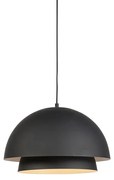 Skandynawska lampa wisząca czarna z białym 2-warstwowym - Claudius Nowoczesny Oswietlenie wewnetrzne