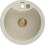 Mexen Diego zlewozmywak granitowy 1-komorowy 488 x 480 mm, beżowy, syfon złoty - 6512481000-69-G