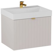 Szafka łazienkowa wisząca kaszmir lamelowy front 60 x 45 cm z umywalką z otworem CUSCO