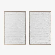 Zestaw 2 Obrazów Dekoracyjnych Z Gipsowego Reliefu (60x90 Cm) Leclerc Biała - Sklum