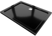 Mexen Flat brodzik prostokątny slim 100 x 80 cm, czarny, syfon chrom - 40708010