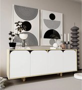 Komoda – 180 cm – Szafir i biały dąb – Płyta wiórowa i drewno