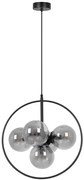 Czarno-grafitowa szklana lampa wisząca w metalowym okręgu - 6X A690 B8-S35